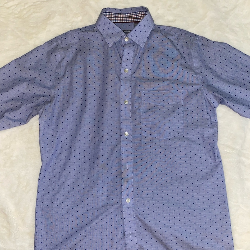 Polka Dot Van Heusen light Blue Button Up Dress Shirt